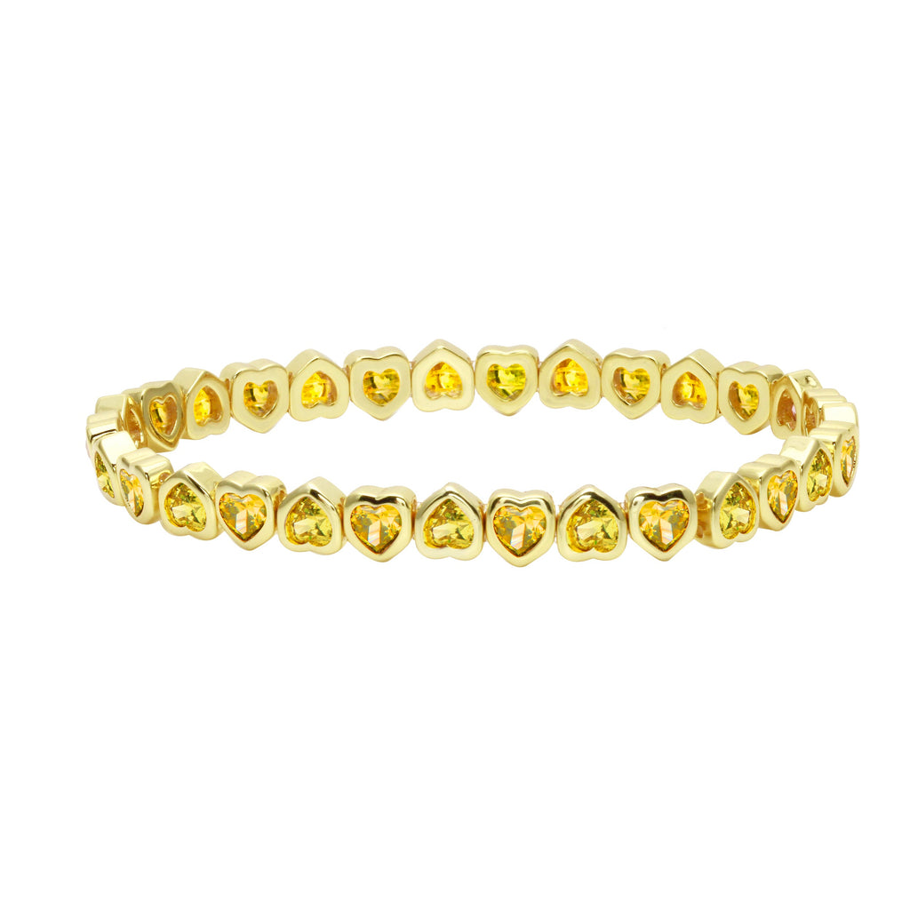 Mini Yellow Stretchy Bezel Heart Bracelet