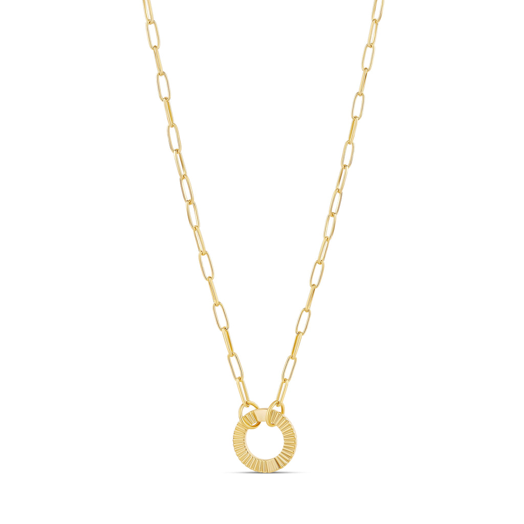 Fluted Push Clasp Paperclip Necklace