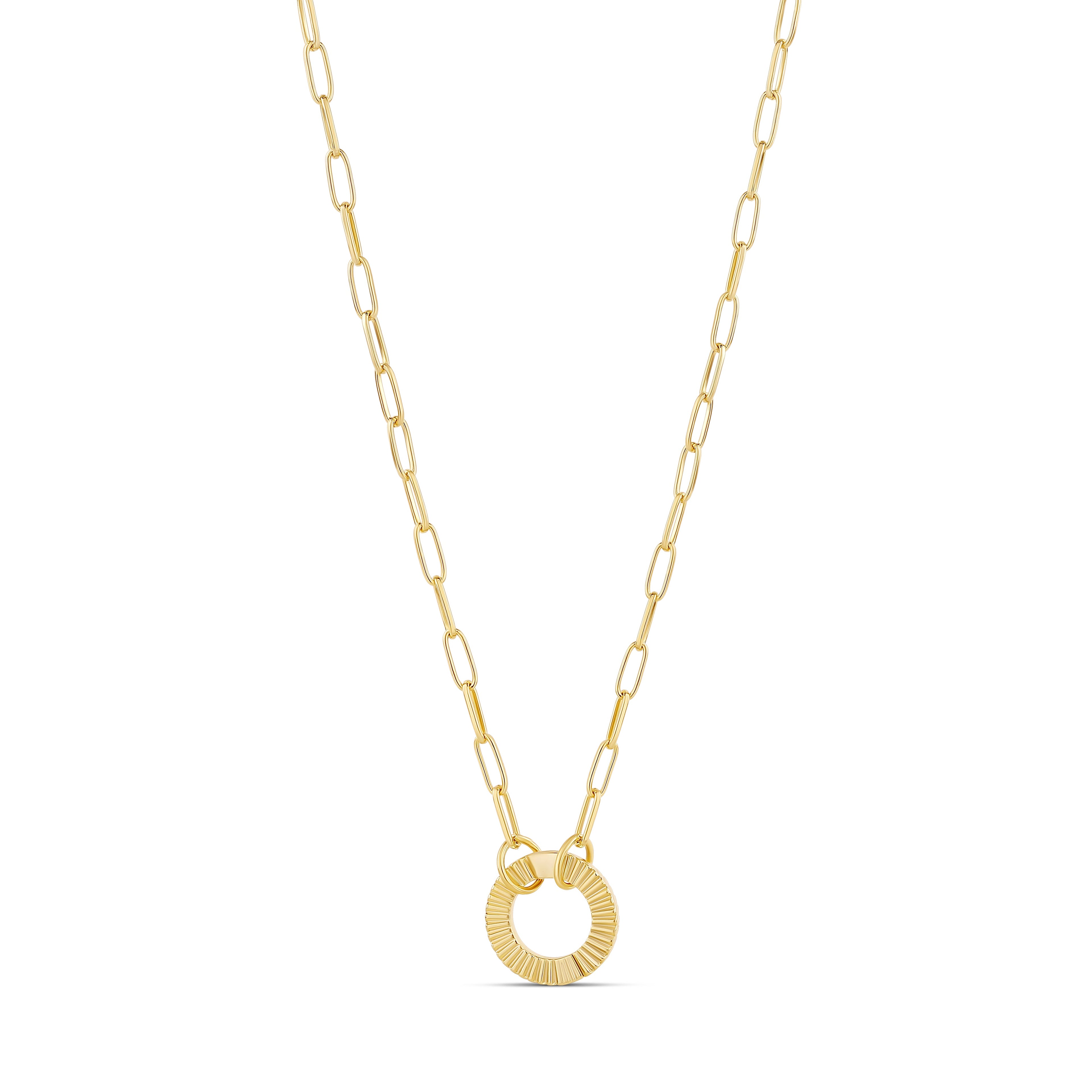 Fluted Push Clasp Paperclip Necklace