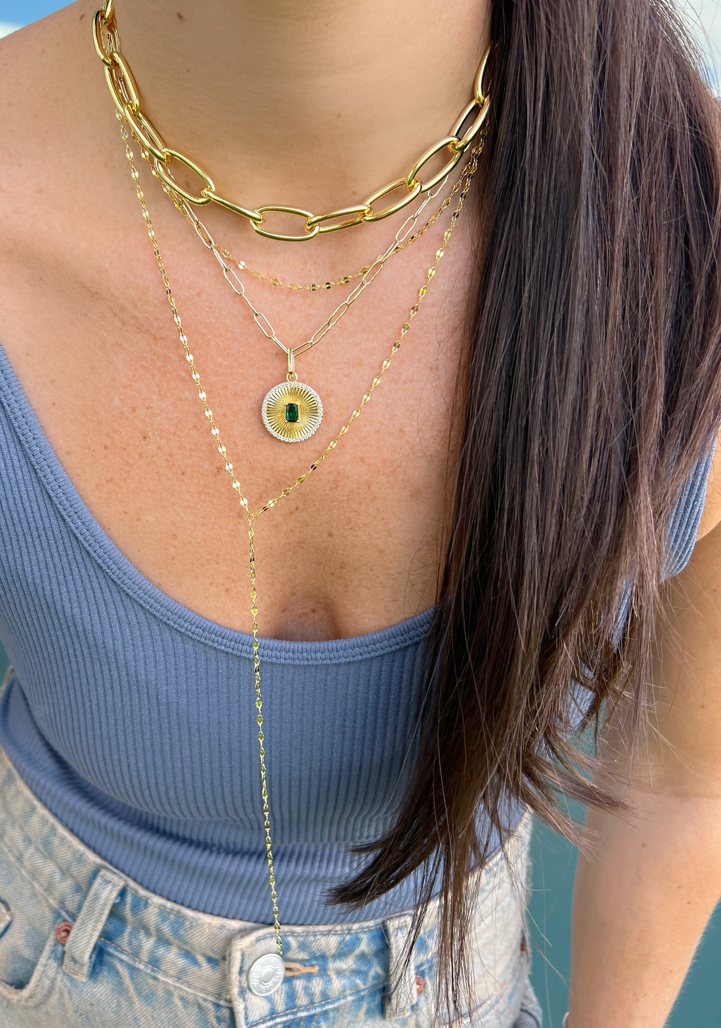 Fluted Disk Stone Charm