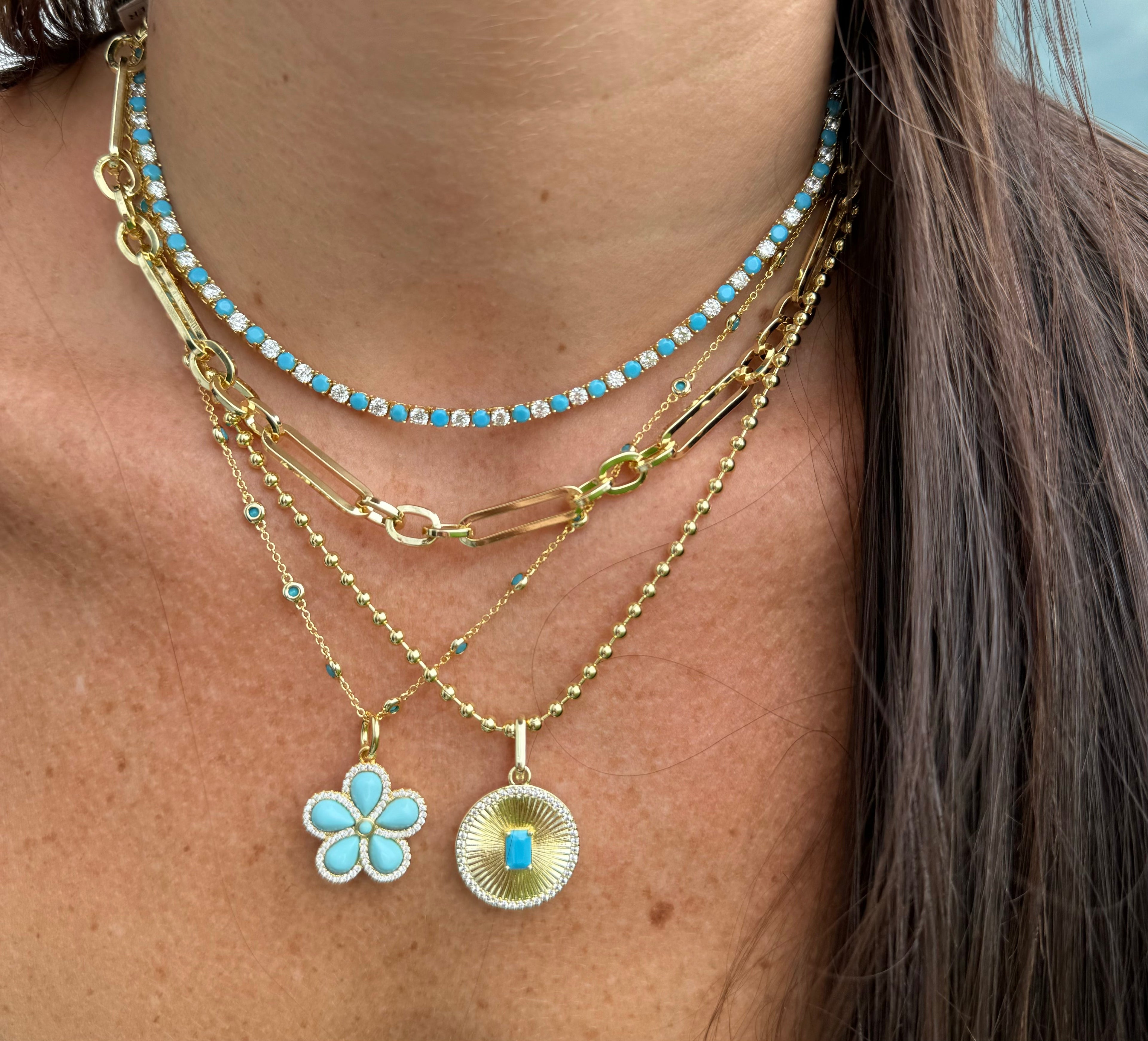 Turquoise Diamond Tennis Necklace