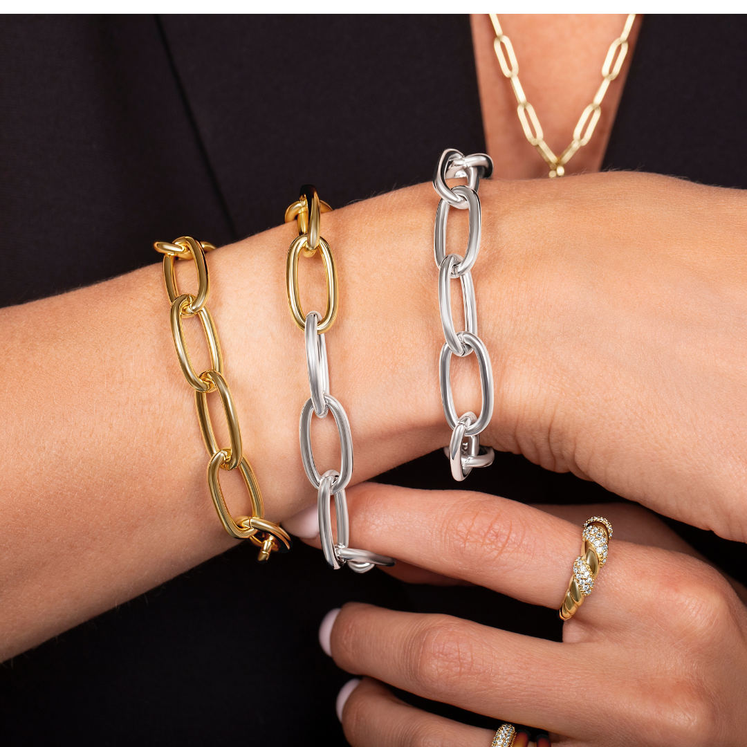 Chunky Two Tone Link Round Chain Bracelet