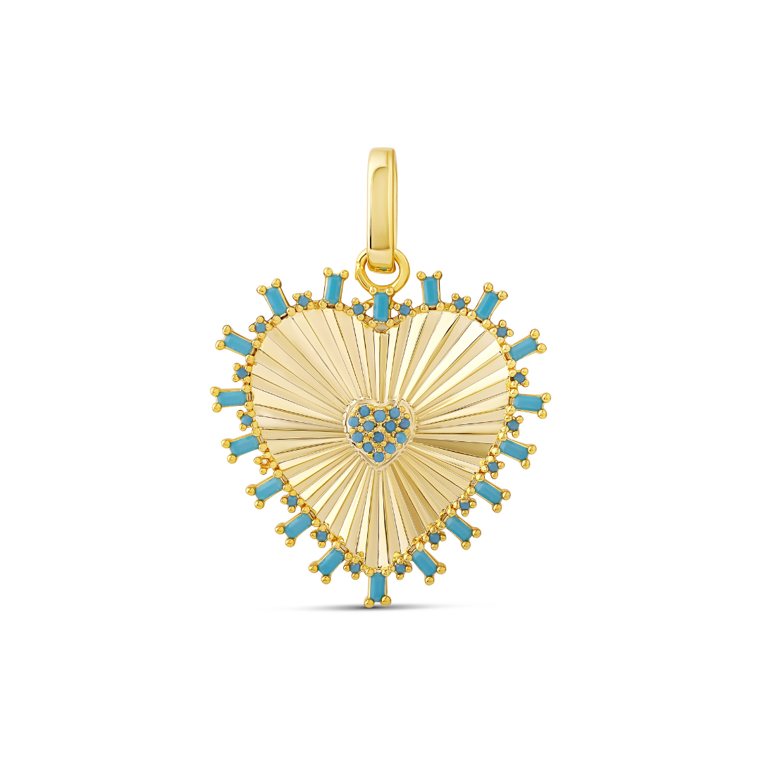 Turquoise Fluted Heart Charm