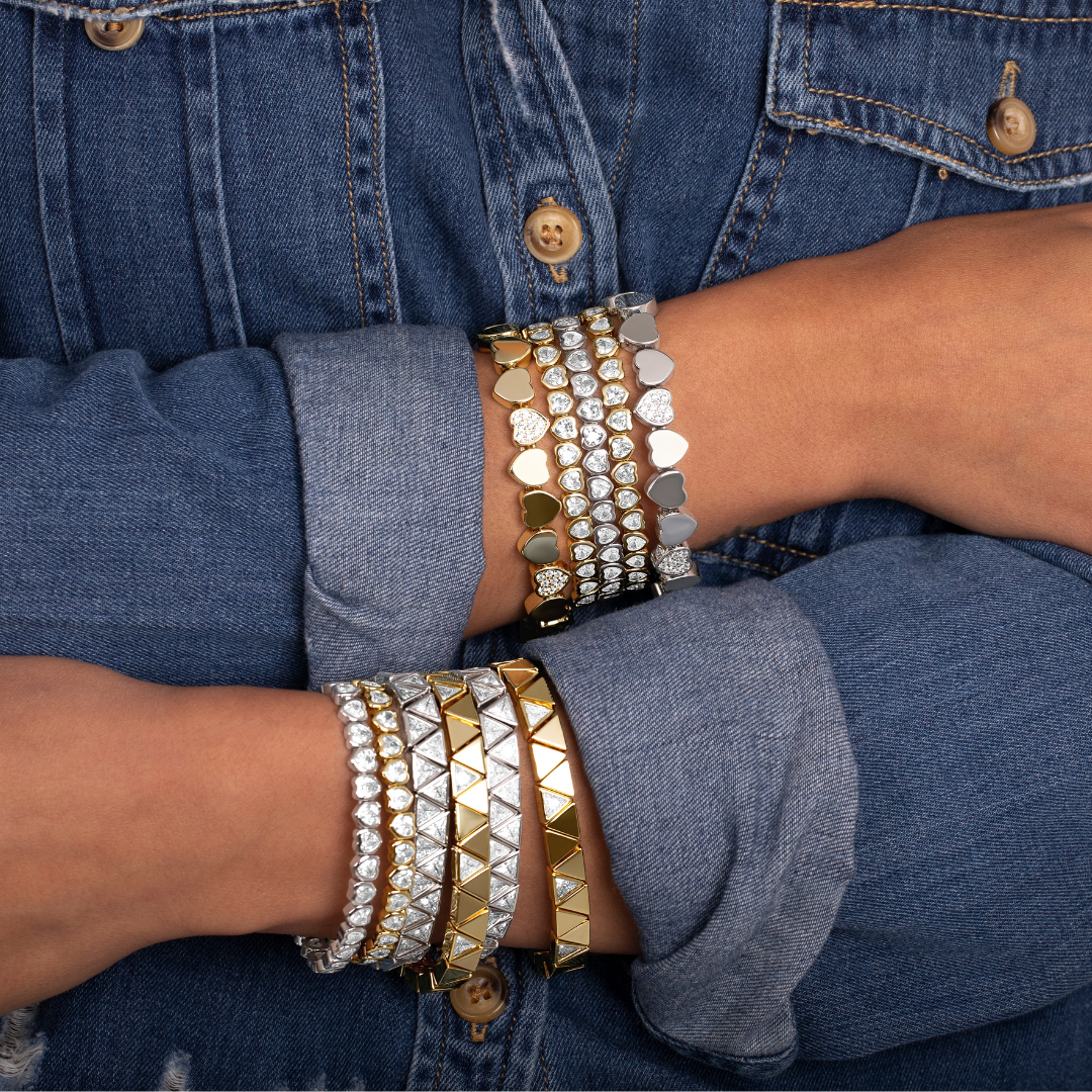 Mini Stretchy Bezel Heart Bracelet