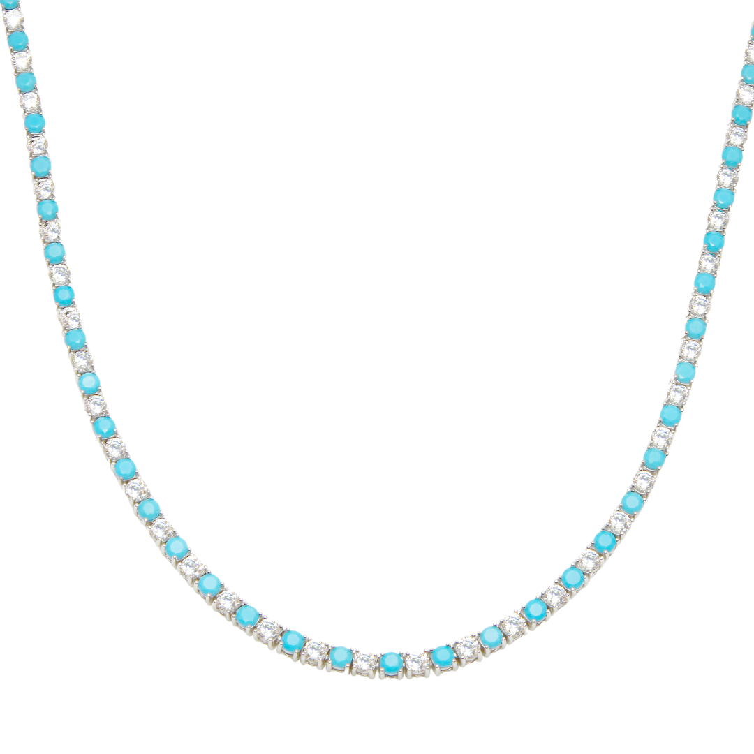 Turquoise Diamond Tennis Necklace